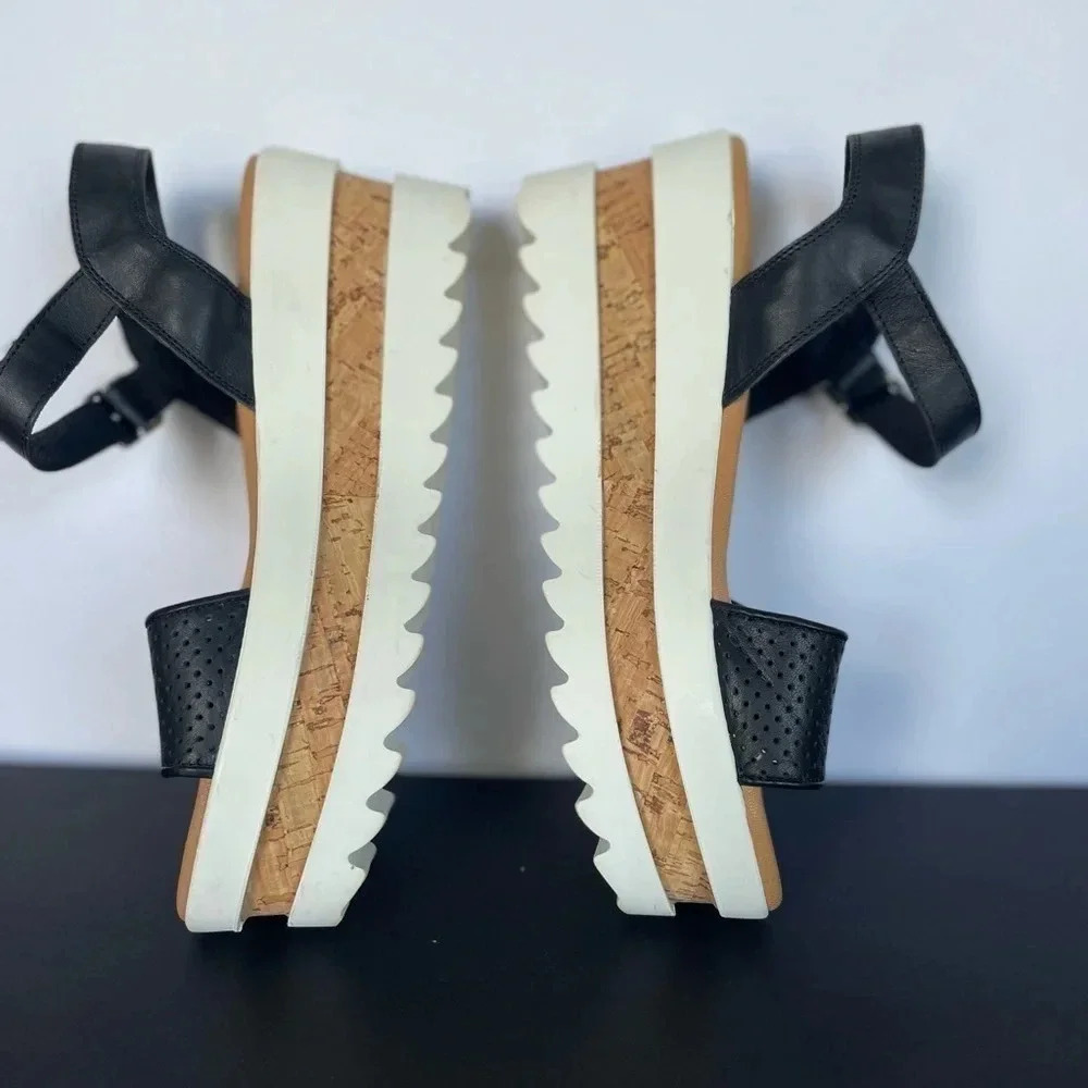 Piampiani Vera Pelle Ankle Strap Platform Sandals Black and White size 9 - Picture 11 of 13